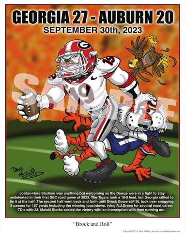 2023 Dave Helwig "Brock & Roll" Art vs. Auburn 11x14