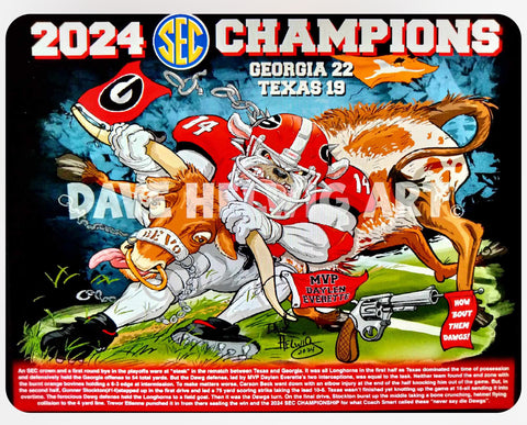 2024 Dave Helwig SEC CHAMPIONS Artwork vs. Texas Overtime Game Thriller 11x14in