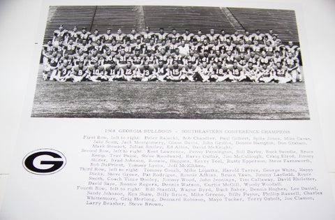1968 Team Roster Photo w/ Player Names with matte