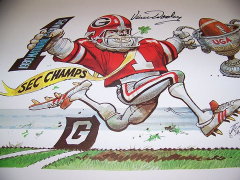 1981 Jack Davis print autographed by Vince Dooley