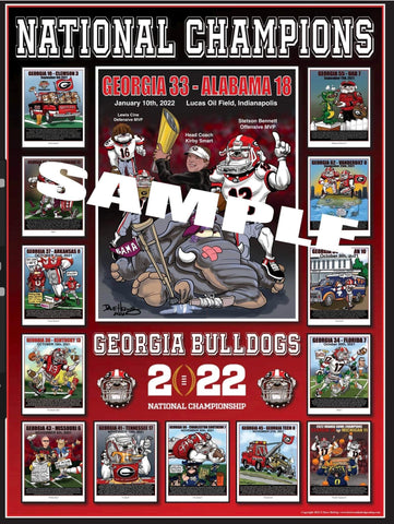 2022 Dave Helwig 2021 National Championship Kirby, Stetson, Lewis, and Kelee Dawgs Art 18x24