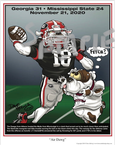 2020 Game Dave Helwig "Air Dawg" Georgia Bulldawg Print Art