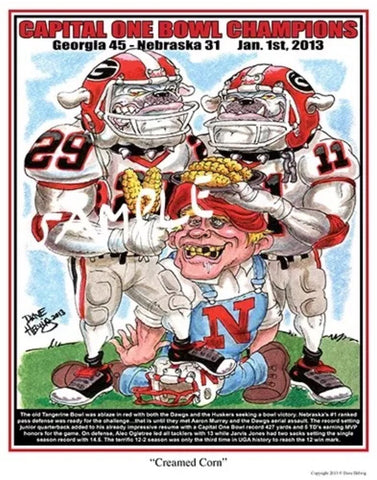 2013 Dave Helwig ‘Creamed Corn’ Aaron Murray & Jarvis Jones Print Art