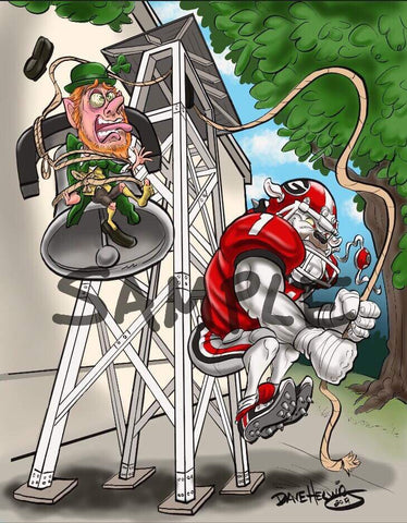 2019 Game Dave Helwig “Ringing In the Irish” Georgia Bulldogs Artwork