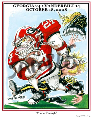 2008 Dave Helwig 'Comin’ Through’ Knowshon Moreno Print Art