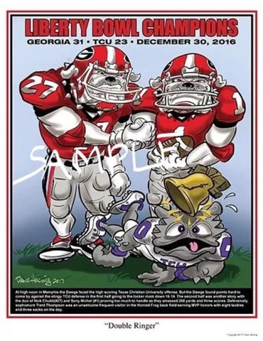 2016 Dave Helwig ‘Double Ringer’ Nick Chubb & Sony Michel Print Art
