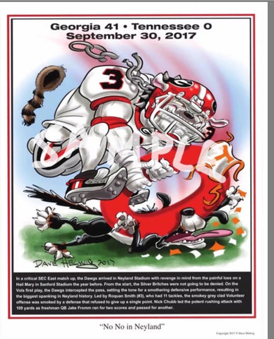 2017 Game Dave Helwig 'No, No in Neyland’ Roquan Smith Print Art
