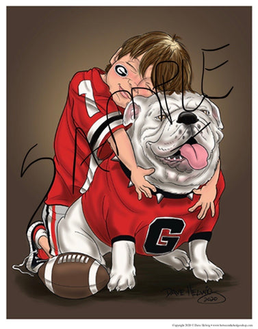 2020 Dave Helwig ‘A Boy and His Dawg" Georgia Bulldawg Print Art