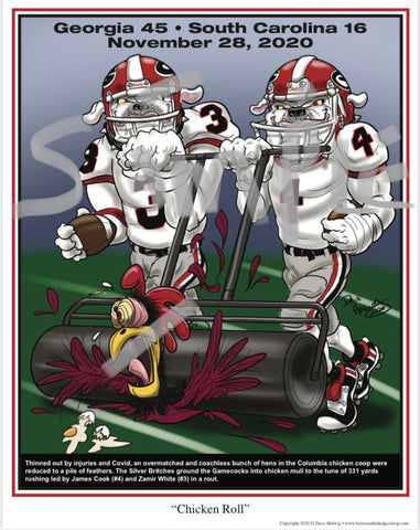 2020 Game Dave Helwig "Chicken Roll" Georgia Bulldawg Print Art