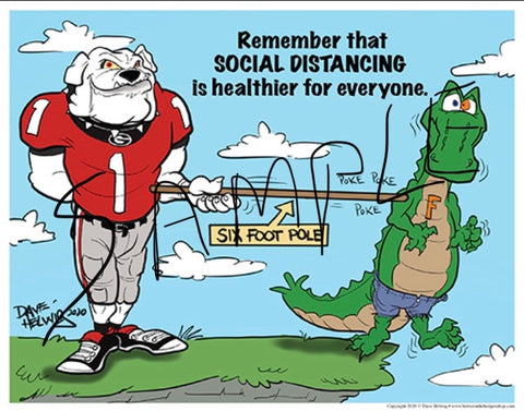 2020 Dave Helwig "Social Distance" Georgia Bulldawg Print Art