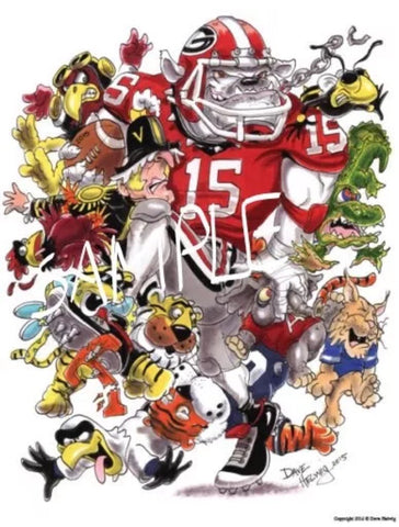 2015 Dave Helwig Georgia Football Schedule Print Art