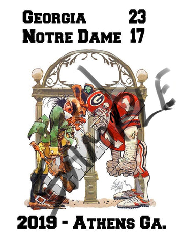 Jack Davis Georgia Bulldogs Football Print vs. Notre Dame
