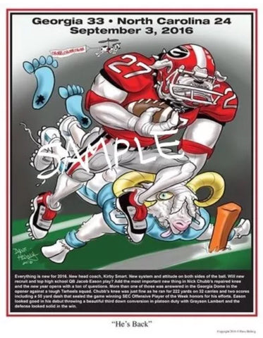 2016 Dave Helwig 'He’s Back’ Nick Chubb Print Art