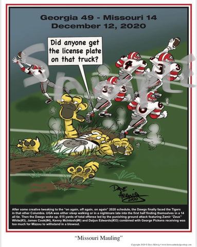 2020 Game Dave Helwig "Missouri Mauling" Georgia Bulldawg Print Art