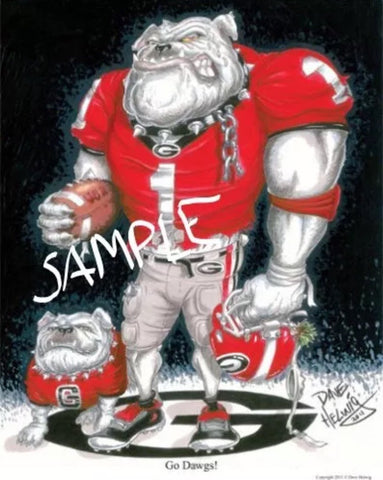 2011 Dave Helwig 'Go DAWGS' artwork print UGA Hairy