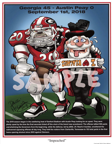 2018 Game Dave Helwig “Impeached” Georgia Bulldogs v Austin Peay Artwork