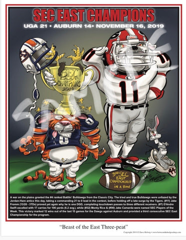 2019 Game Dave Helwig “Beast of the East Three-peat” Georgia Bulldogs Artwork