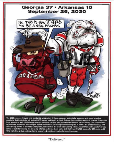 2020 Game Dave Helwig "Delivered" Georgia Bulldawg Print Art