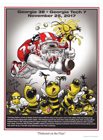2017 Game Dave Helwig 'Flattened on the Flats’ D’Andre Swift Print Art