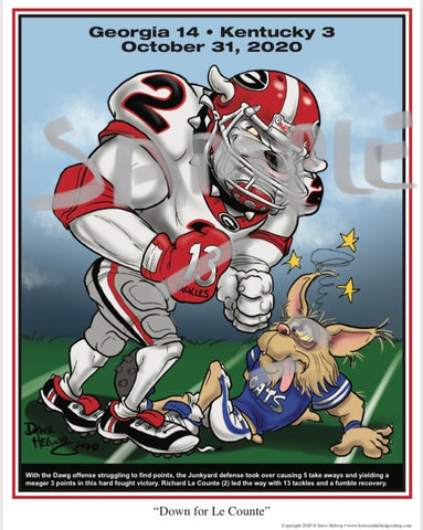 2020 Game Dave Helwig "Down for LeCounte" Georgia Bulldawg Print Art