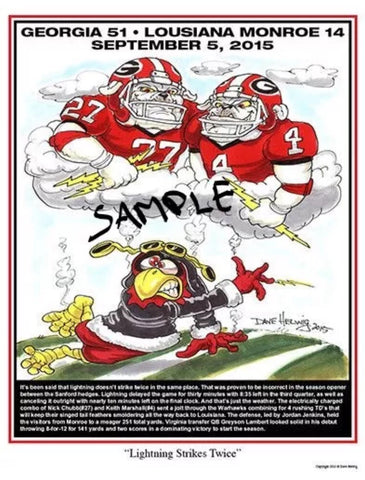 2015 Dave Helwig ‘Lightening Strikes Twice’ Nick Chubb & Sony Michel Print Art