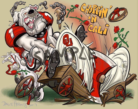 2018 Game Dave Helwig 'Choppin in Cali' Rose Bowl Print Art