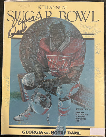 1981 Georgia Bulldogs Sugar Bowl Program signed by Coach Dooley