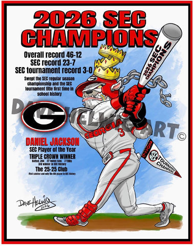 2026 Dave Helwig SEC CHAMPIONS Baseball Artwork 11x14in