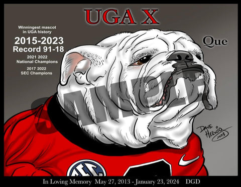 2023 Dave Helwig 'UGA X Tribute' Artwork 11x14in.