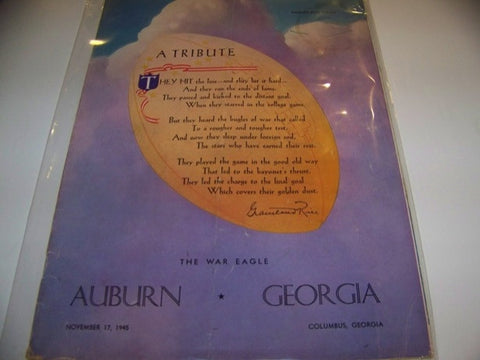 1945 Georgia Bulldogs Football Program vs. Auburn