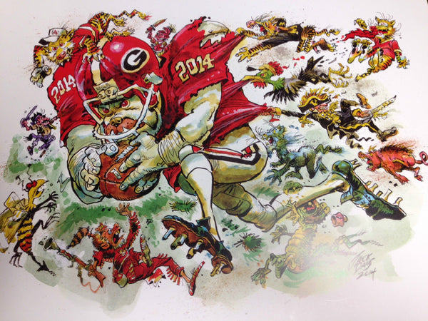 thumbnail image 2 of Georgia Bulldogs Football 1983 Jack Davis Artwork Print – 11x14 – UGA 2 of 5