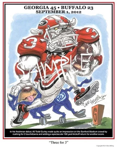 2012 Dave Helwig 'Three for 3' Todd Gurley Print Art