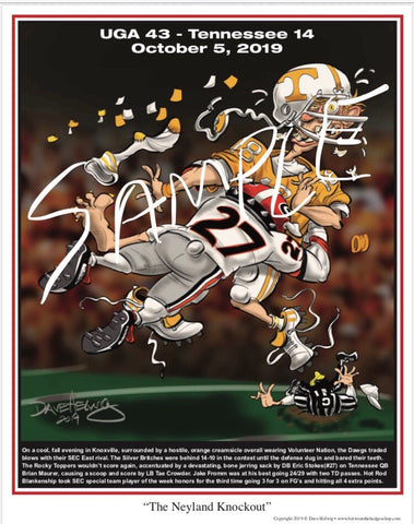 2019 Game Dave Helwig “The Knockout in Neyland” Georgia Bulldogs Artwork