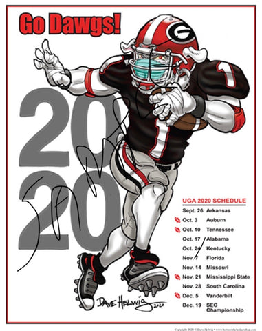 2020 Games Dave Helwig "2020 Blackout Jersey" Schedule Georgia Bulldawg Print Art