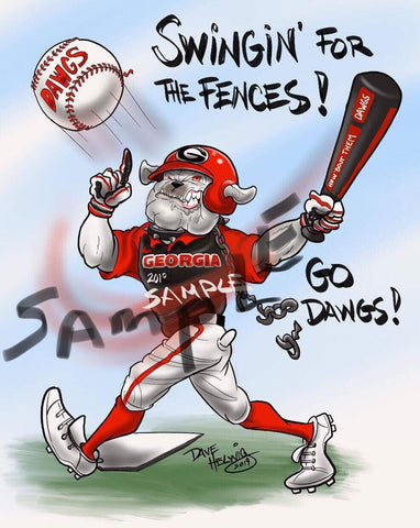 2019 Dave Helwig “Swingin’ for the Fences!” Georgia Bulldogs Artwork