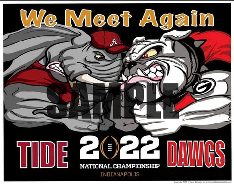 2022 Dave Helwig National Championship Georgia Bulldogs v Alabama 11x14in. Artwork