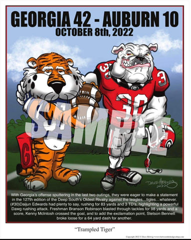 2022 Dave Helwig "Trampled Tiger" vs. Auburn  Art 11x14