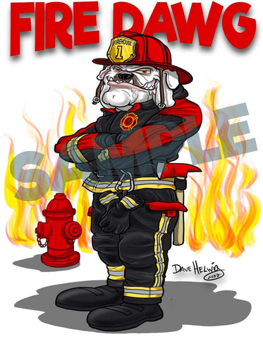 2023 Dave Helwig "Fire Dawg" First Responder Tribute Art 11x14in.