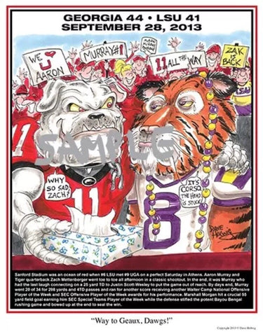 2013 Dave Helwig ‘Way to Geaux Dawgs’ Aaron Murray Print Art