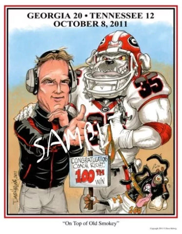 2011 Dave Helwig 'On Top of Old Smokey' Mark Richt Print Art