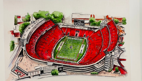 2021 Jason M. "Sanford Stadium Red" Artwork- 12x18in