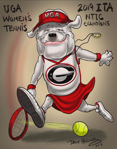 2019 Dave Helwig “What’s all the Racquet” Georgia Bulldogs Tennis Champions Artwork